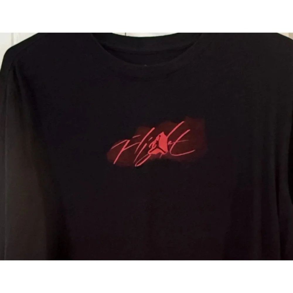 Jordan Flight Men's Long Sleeve Shirt Black Red Jumpman Graphic Streetwear